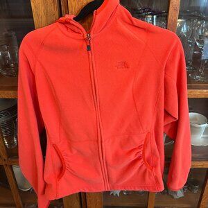 North Face Polartec Zip Up Fleece Hoodie - Coral Size L